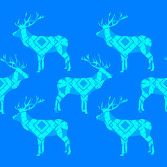 Deer silhouette with pattern. Vibrant colors. Celts. Seamless vector background. Graphic element for design. Can be used for wallpaper, textile, invitation card, wrapping, web page background.