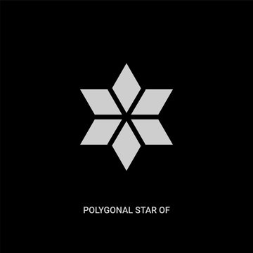 white polygonal star of six points vector icon on black background. modern flat polygonal star of six points from geometry concept vector sign symbol can be use for web, mobile and logo.