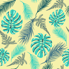 Fototapeta na wymiar pattern of tropical foliage In vintage style.