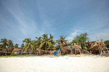 Place for macking traditional wooden boats in Sulawesi Bria Indoneisa