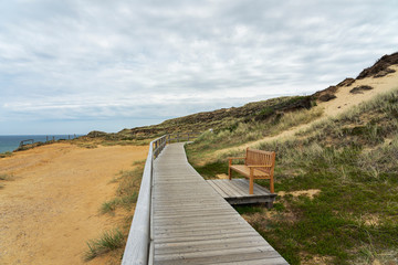 Sylt - View from boardwalk to Grass- and Sand-Dunes at Kampen Cliff / Germany