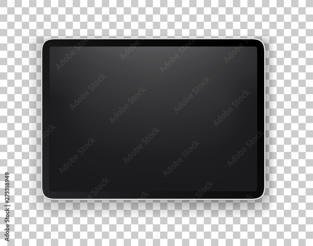 Poster Realistic modern tablet layered vector mock-up isolated on transparent background