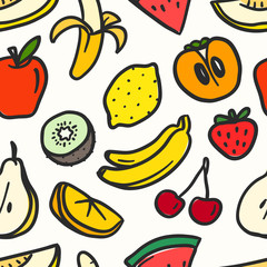 Color summer fruits seamless pattern. Vector pattern