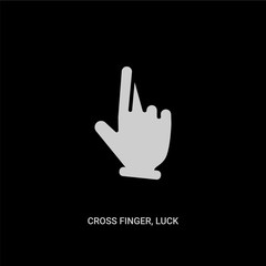 white cross finger, luck vector icon on black background. modern flat cross finger, luck from hands and guestures concept vector sign symbol can be use for web, mobile and logo.