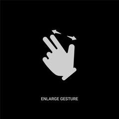 white enlarge gesture vector icon on black background. modern flat enlarge gesture from hands and guestures concept vector sign symbol can be use for web, mobile and logo.