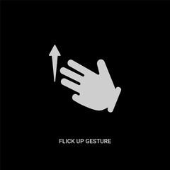 white flick up gesture vector icon on black background. modern flat flick up gesture from hands and guestures concept vector sign symbol can be use for web, mobile and logo.