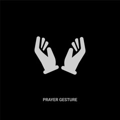 Fototapeta na wymiar white prayer gesture vector icon on black background. modern flat prayer gesture from hands and guestures concept vector sign symbol can be use for web, mobile and logo.