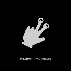 white press with two fingers vector icon on black background. modern flat press with two fingers from hands and guestures concept vector sign symbol can be use for web, mobile and logo.