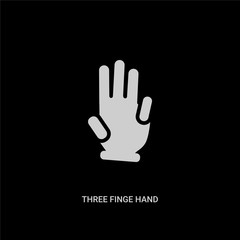 Fototapeta na wymiar white three finge hand gesture vector icon on black background. modern flat three finge hand gesture from hands and guestures concept vector sign symbol can be use for web, mobile and logo.