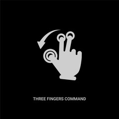 Obraz premium white three fingers command vector icon on black background. modern flat three fingers command from hands and guestures concept vector sign symbol can be use for web, mobile and logo.