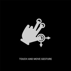 white touch and move gesture vector icon on black background. modern flat touch and move gesture from hands and guestures concept vector sign symbol can be use for web, mobile logo.