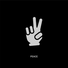 Fototapeta na wymiar white peace vector icon on black background. modern flat peace from hands and guestures concept vector sign symbol can be use for web, mobile and logo.
