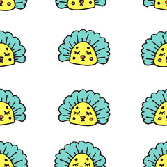 Abstract seamless pattern with animals. Soft colors. Colorful children's illustration. Print for textiles, packaging, children's clothing.White background.Cute hedgehog.