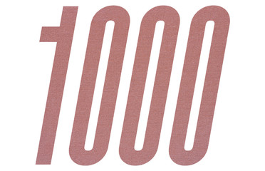 Number 1000 with terracotta colored fabric texture on white background