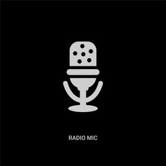 white radio mic vector icon on black background. modern flat radio mic from hardware concept vector sign symbol can be use for web, mobile and logo.