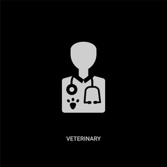 white veterinary vector icon on black background. modern flat veterinary from health and medical concept vector sign symbol can be use for web, mobile and logo.