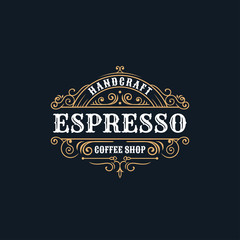 vintage badges of coffee, coffee shop and emblems