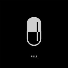 white pills vector icon on black background. modern flat pills from health and medical concept vector sign symbol can be use for web, mobile and logo.