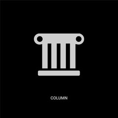 white column vector icon on black background. modern flat column from history concept vector sign symbol can be use for web, mobile and logo.