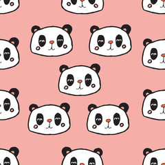 Abstract seamless pattern with animals. Soft colors. Colorful children's illustration. Print for textiles, packaging, children's clothing.Pink background.Cute panda.