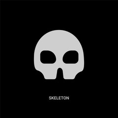 white skeleton vector icon on black background. modern flat skeleton from history concept vector sign symbol can be use for web, mobile and logo.