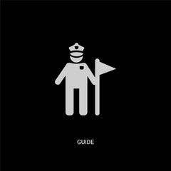 white guide vector icon on black background. modern flat guide from history concept vector sign symbol can be use for web, mobile and logo.