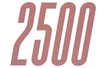 Number 2500 with terracotta colored fabric texture on white background