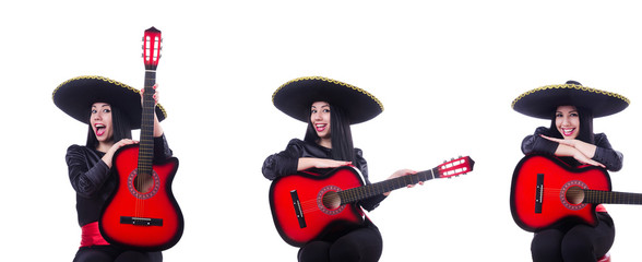 Guitar player isolated on the white