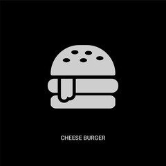 white cheese burger vector icon on black background. modern flat cheese burger from hotel and restaurant concept vector sign symbol can be use for web, mobile and logo.