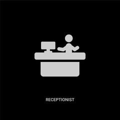 white receptionist vector icon on black background. modern flat receptionist from hotel and restaurant concept vector sign symbol can be use for web, mobile and logo.