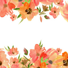 Obraz na płótnie Canvas Cute watercolor hand painted background with flowers. Invitation. Wedding card. Birthday card