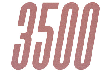 Number 3500 with terracotta colored fabric texture on white background