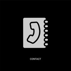 white contact vector icon on black background. modern flat contact from human resources concept vector sign symbol can be use for web, mobile and logo.