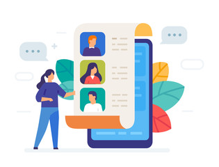 Fototapeta premium Phonebook, contacts icon, illustration. Smartphones tablets user interface social media.Flat illustration Icons infographics. Landing page site print poster.