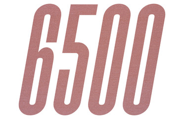 Number 6500 with terracotta colored fabric texture on white background