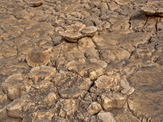 Salt crystals in the Danakil depression create solid craters of various sizes. Ethiopia