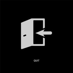 white quit vector icon on black background. modern flat quit from human resources concept vector sign symbol can be use for web, mobile and logo.