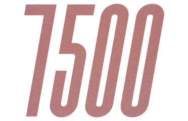 Number 7500 with terracotta colored fabric texture on white background