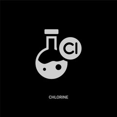 white chlorine vector icon on black background. modern flat chlorine from hygiene concept vector sign symbol can be use for web, mobile and logo.