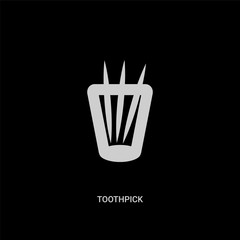 white toothpick vector icon on black background. modern flat toothpick from hygiene concept vector sign symbol can be use for web, mobile and logo.