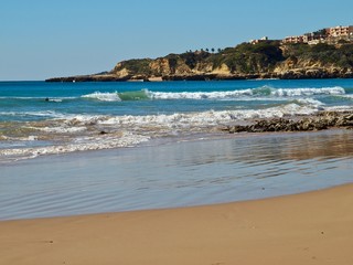 Paradise beach at the ocean around Alfufeira in Portugal