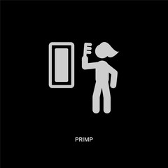 white primp vector icon on black background. modern flat primp from hygiene concept vector sign symbol can be use for web, mobile and logo.