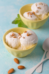 Organic Vanilla Ice Cream with Mint and Almond