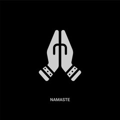 white namaste vector icon on black background. modern flat namaste from india and holi concept vector sign symbol can be use for web, mobile and logo.