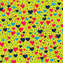 Seamless romantic pattern with hearts and dots
