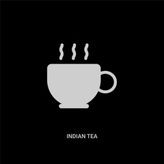 white indian tea vector icon on black background. modern flat indian tea from india and holi concept vector sign symbol can be use for web, mobile and logo.