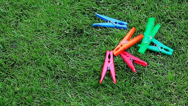  clothespin green grass background nobody hd footage 