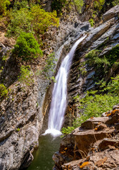 Fonias river's first waterfall in Samothraki, Greece