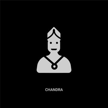 white chandra vector icon on black background. modern flat chandra from india and holi concept vector sign symbol can be use for web, mobile and logo.