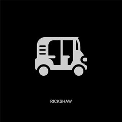 white rickshaw vector icon on black background. modern flat rickshaw from india and holi concept vector sign symbol can be use for web, mobile and logo.